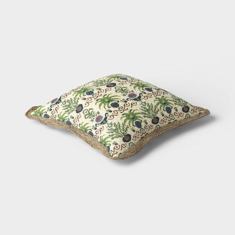 18" x 18" Threshold Ikat Print Trimmed Pillow Multi Cool Decorative New